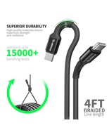 4FT Type C to C Braided Fast Charge Cable For Consumer Cellular IRIS Con... - £8.05 GBP+