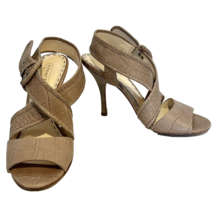 Coach Women's Karlie Embossed Croc Leather Sandals Beige Sz. 5.5B - $18.99