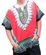 Mens RED Dashiki Shirt African Blouse Top Rap Rapper ~ FAST SHIPPING - $16.44 CAD