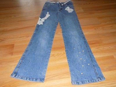 Girl's Size 10 Mary Kate and Ashley Denim Blue Jeans with Ivory Lace Detail GUC - £11.01 GBP