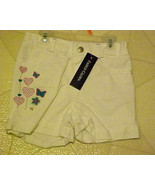 Girls Size 4T White Denim Shorts Embroideed Hearts Butterflies New w/Tags - £5.49 GBP