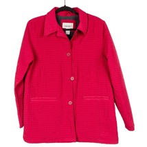 Cherokee Womens Jacket L VTG Red Long Buttons Collar Coat Quilted Waist ... - £21.68 GBP
