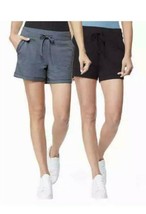 32 DEGREES Cool Women&#39;s 2 Pack Pull on Shorts (Black/Heather Indigo, Small) - $23.90