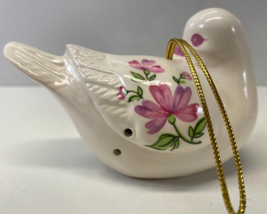 Vintage Pink Floral Porcelain Potpourri Dove Bird Pomander - $19.79