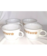 Pyrex Coffee Mug Butterfly Gold Milk Glass Cup Corning Set of 4 Vintage - £16.98 GBP