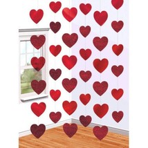Red Hearts Valentines Day 6 Ct 7 ft Doorway String Decoration - $6.13