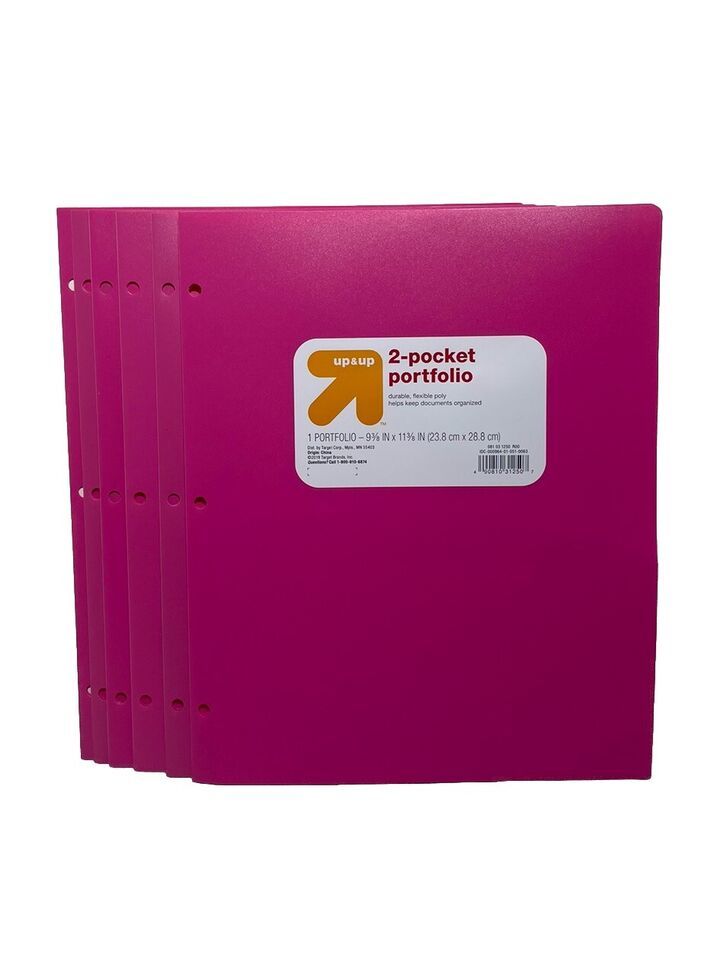 Set Of 6 Folders - Up&amp;Up Pink Folder for School, Office, College - $5.00