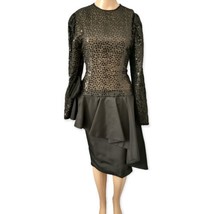 Vintage 60s Sequin Satin Dress Sz 10 M Black Gilberts Tally Cocktail Pen... - £110.66 GBP