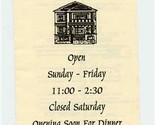 The Hobbs House Menu A Street Lenoir City Tennessee 1990&#39;s - $17.82