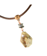 Petrified Wood Necklace Wirewrap Faceted Pendant Leather Cord Past Life ... - $23.05 CAD