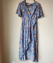 VintageClothing Women&#39;s Wrap V Neck Floral Summer Dress High Low Maxi Ca... - £14.66 GBP