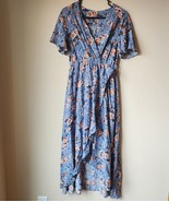 VintageClothing Women&#39;s Wrap V Neck Floral Summer Dress High Low Maxi Ca... - £14.59 GBP