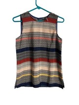 Vince Camuto Colorful Striped Sleeveless Round Neck Summer Career Top XS - £5.21 GBP