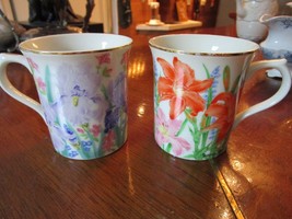Suzanne Clee Lenox Coffee Mugs &quot;Iris&quot; And Day Lily, 1995 Mug Collection [*86c] - £35.61 GBP