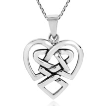 Enchanting Celtic Heart Knot Sterling Silver Necklace - £16.61 GBP