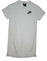 Nike Girls Youth Fleece Dress Gray Black Logo Kangaroo Pocket Large L - £10.78 GBP