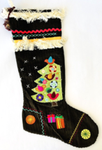 Large Embellished Christmas Holiday Stocking Handmade Embroidery Appliqu... - £27.24 GBP