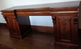 Gorgeous Antique Solid Wood Burled Veneer Finish Extra Large Buffet Side... - $3,959.99