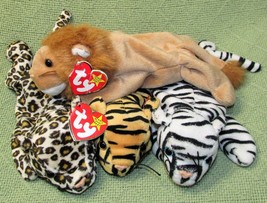 Ty B EAN Ie Babies Lot Lion Tigeer Leopard Wildcat Roary Freckles Blizzard Stripes - £8.63 GBP