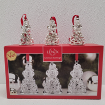 Lenox Set of Three Silver-plated Santa Christmas Ornaments Cheer Hoho Jolly - £14.16 GBP