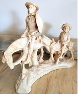 A. SANTINI Don Quixote Sancho Panza  Alabaster Resin Horse Statue From I... - $61.31 CAD