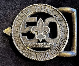 Camp Tonkawa Boy Scouts BSA~50th Year Belt Buckle Chisholm Trail Council 1994 - £58.12 GBP