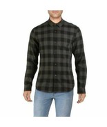 J Brand Mens Duona Cotton Plaid Button-Down Shirt Black/Coal-XL - $79.97