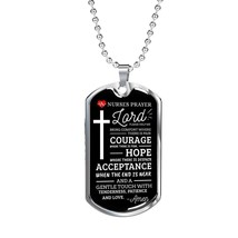 Nurse Prayer Necklace Stainless Steel or 18k Gold Dog Tag 24&quot; Chain - £38.11 GBP+