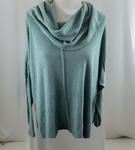 New Status by Chenault Women&#39;s Size M Teal Rib Knit Cowl Neck High Low Sweater - $19.79