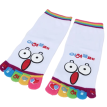 Women&#39;s Expression Pattern Graphic Cotton Toe Socks - New - White - £7.98 GBP
