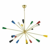 Multicolore Spoutnik Atomique Lumières avec Tous Matériel Énorme Laiton Lustre - £586.91 GBP