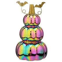 National Tree Company 13&quot; LED Lit Iridescent Stacked Pumpkins Décor C210592 - £46.64 GBP