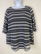 Maggie Sweet Womens Plus Size 3XL Gray Wavy Striped Knit Blouse 3/4 Sleeve - £7.20 GBP