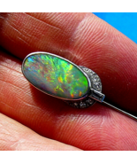 Earth mined Australian Black Opal Deco Diamond Pin Gatsby era Antique Pl... - $230,080.76 MXN