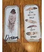 Simply Rustic  - Dream Wall Art Decor  Feathers set of 2 - £31.13 GBP