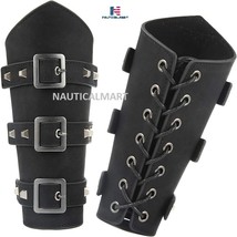 Adults Faux Leather Arm Guards - Medieval Belt Leather Buckle Bracers - £23.44 GBP