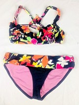 Anne Cole Signature Bikini Swimsuit Sz S Black Floral Pattern No Padding or Wire - £19.80 GBP