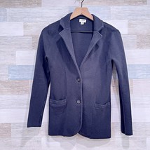 J CREW Sweater Blazer Coat Black Button Up Slim Fit Cotton Stretch Women... - $34.64