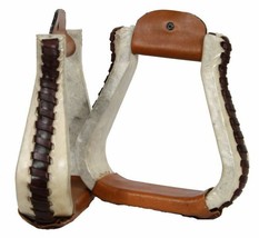 Adult Western Horse Saddle Natural Rawhide Covered Laced Leather Saddle ... - £39.00 GBP