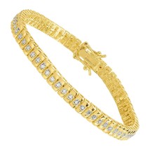 0.25 ct Simulated Diamond Line Bracelet in 14K Yellow Gold Plated Brass, 7.25&quot; - £52.79 GBP