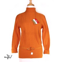 Vintage Deadstock NWT 1970s Gold Orange Pullover Sweater w Belt - 38  - ... - £31.97 GBP