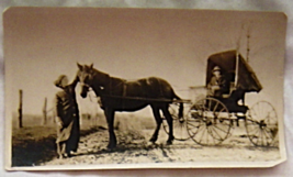 Vintage Photo Couple in Horse and Buggy - $19.99