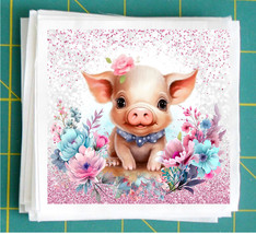 Cute Piglet Fabric Panel Quilt Block for crafting and sewing P303 - £3.92 GBP+