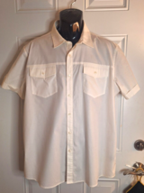 APT 9 Men&#39;s White Short Sleeve Button-down Shirt Flap Pockets Size XL Slim Fit - £9.92 GBP