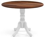 Solid Wood Round 40-inch Kitchen Dining Table with White Legs and Brown Top - $284.42