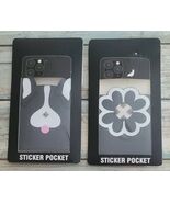 Two (2) Sticker Phone Wallet Pockets ~ Dog ~ Flower ~ ID &amp; Credit Card H... - $20.00