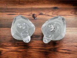 2 Vintage Duncan Miller Crystal Duck Ashtrays 5" Trinket Dish Paperweight - $24.05