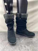 Cougar Boots Women 7M Vidal Shoes Black Suede Sweater Knit Trim Mid Calf... - $24.57