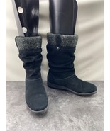 Cougar Boots Women 7M Vidal Shoes Black Suede Sweater Knit Trim Mid Calf... - $451.29 MXN