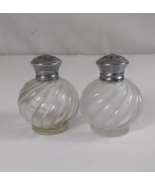 Vintage Irice NY Clear Glass Swirl Ball Salt &amp; Pepper Shakers - $11.63